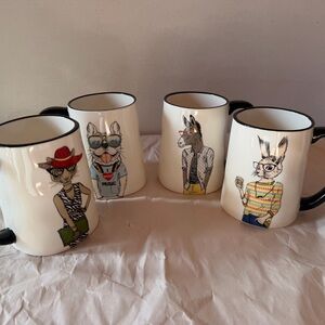 Signature Housewares Hipster Animal Mugs 4- 17.5 Oz